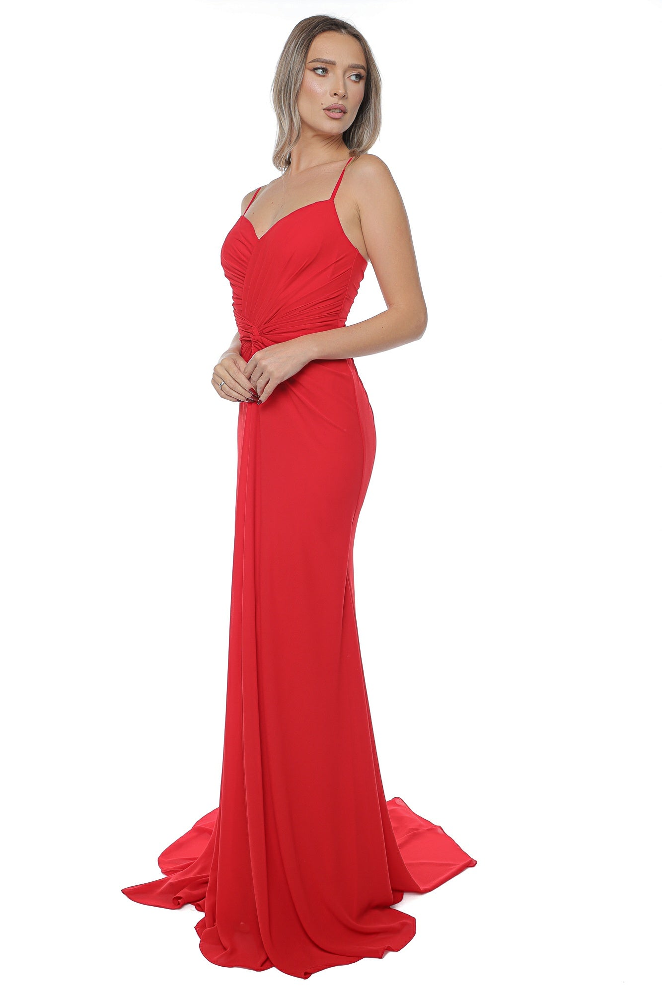 Rochie lunga rosie  eleganta clin amplu spate