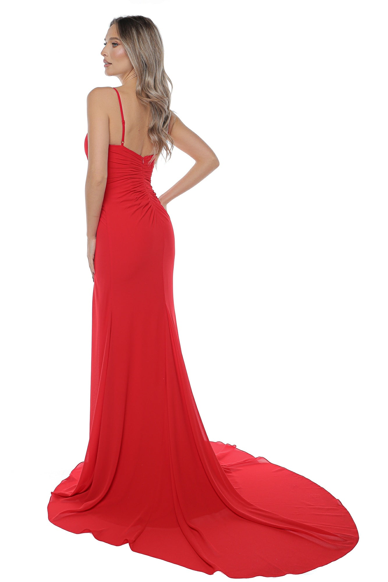 Rochie lunga rosie  eleganta clin amplu spate