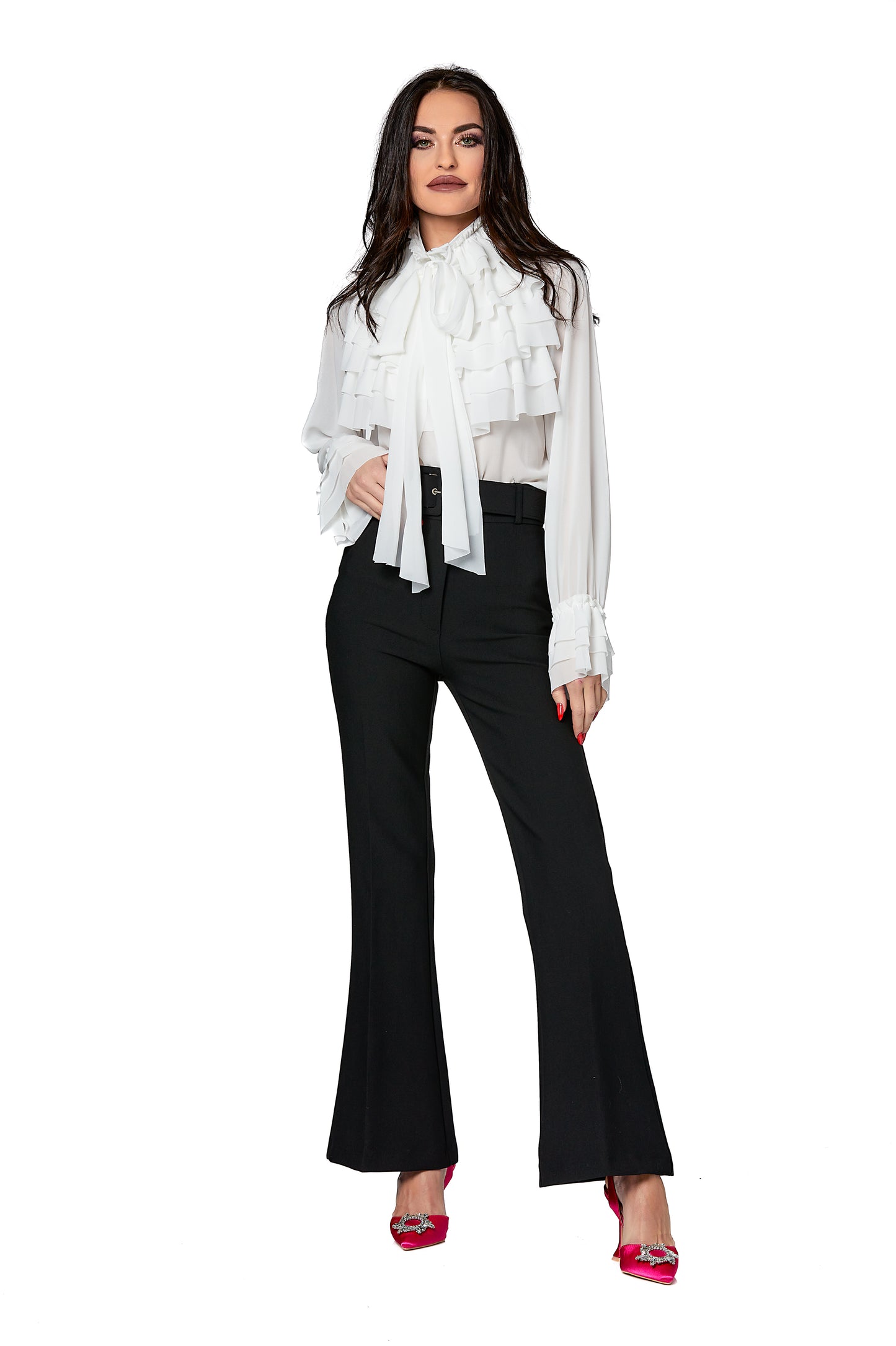 Pantaloni dama evazati curea talie