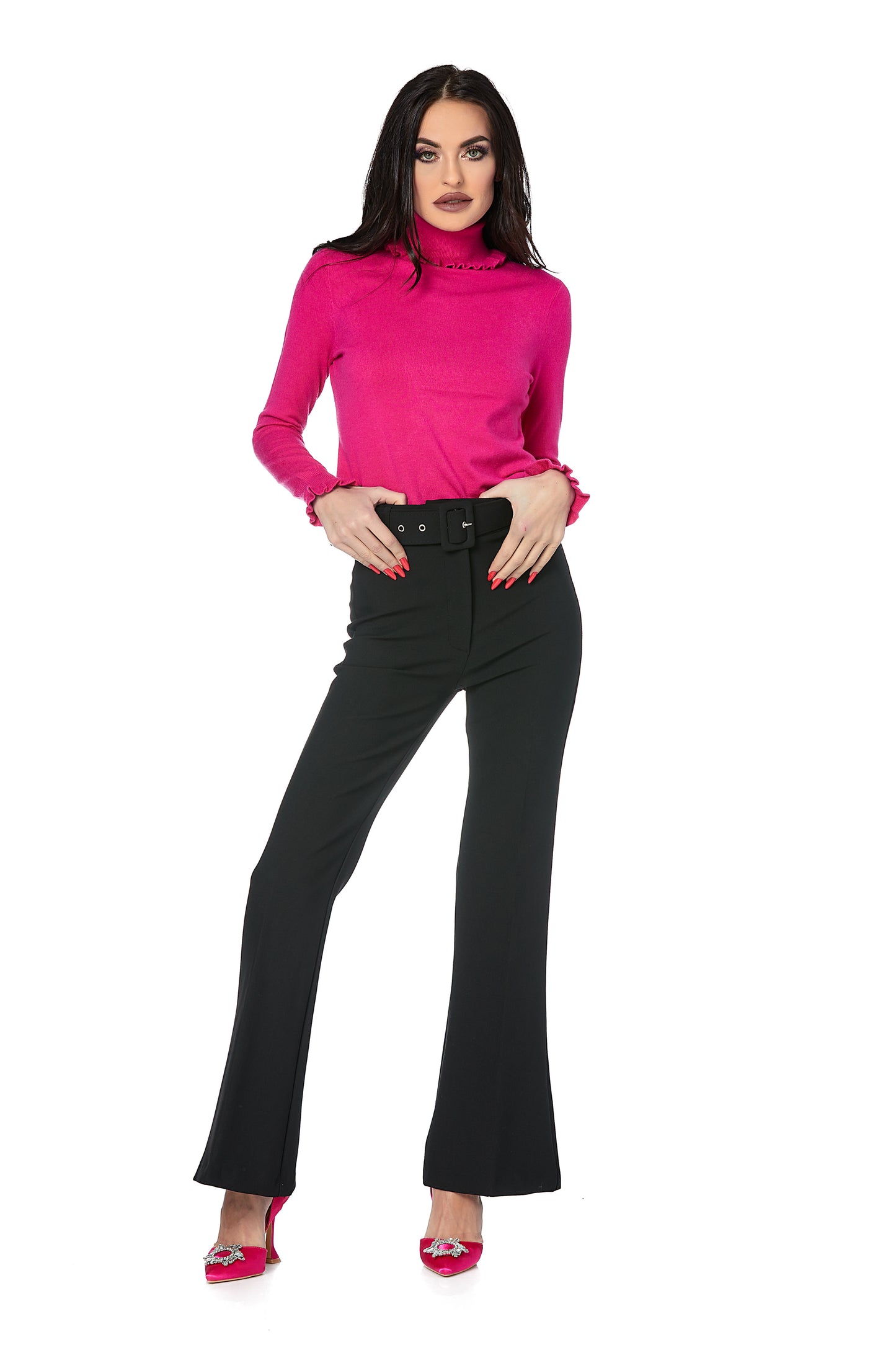 Pantaloni dama evazati curea talie
