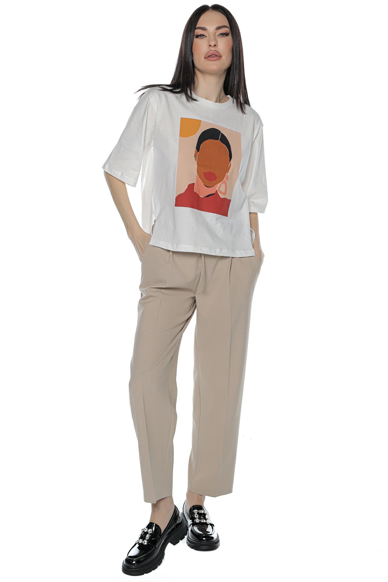 Tricou dama imprimeu fata cercel