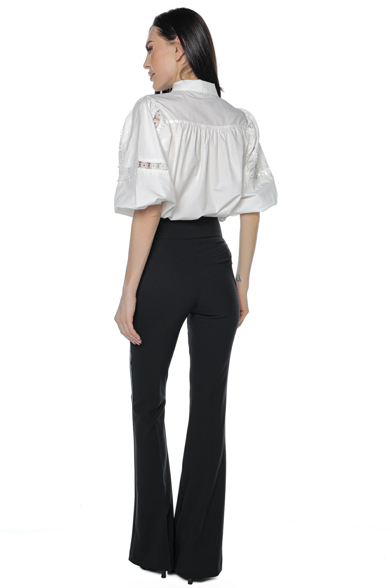 Pantaloni negri evazati talie barete X