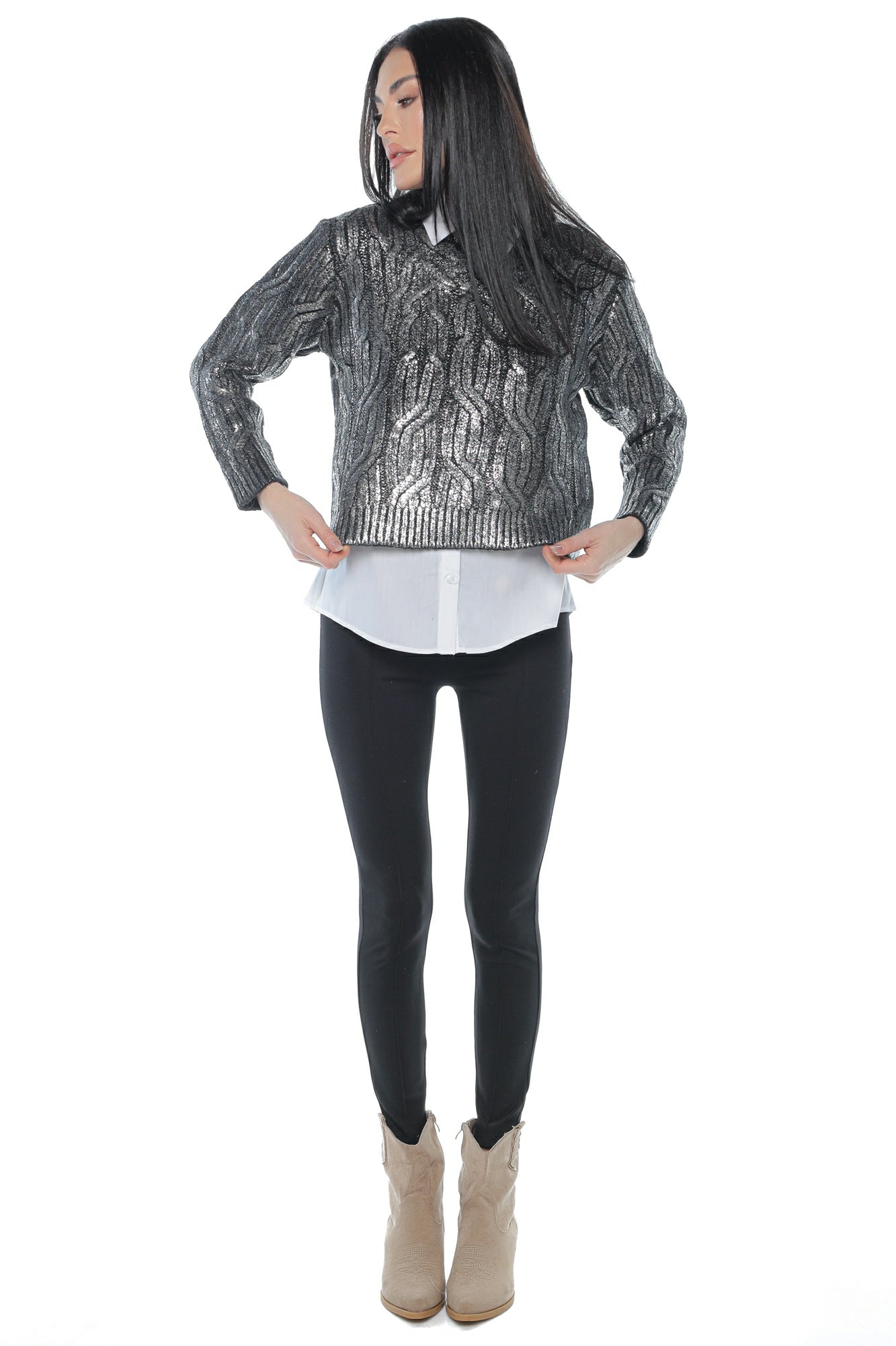 Pantalon dama colant talie inalta