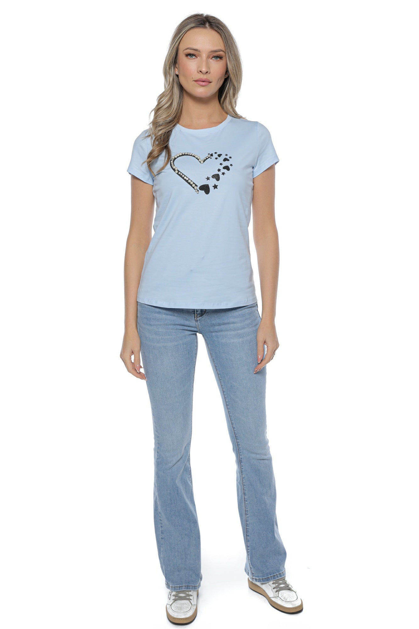 Tricou dama inima perle stras
