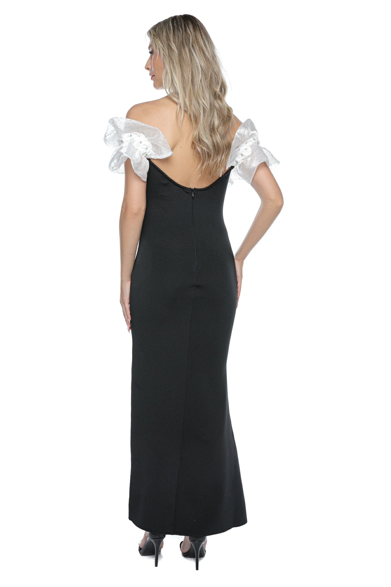 Rochie bandage eleganta bretele pe umeri organza alba