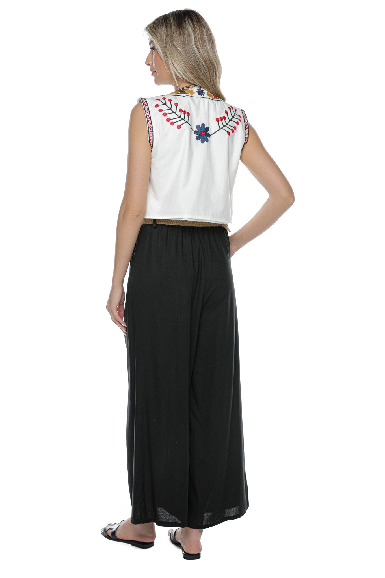 Vesta scurta motive traditionale broderie rosie