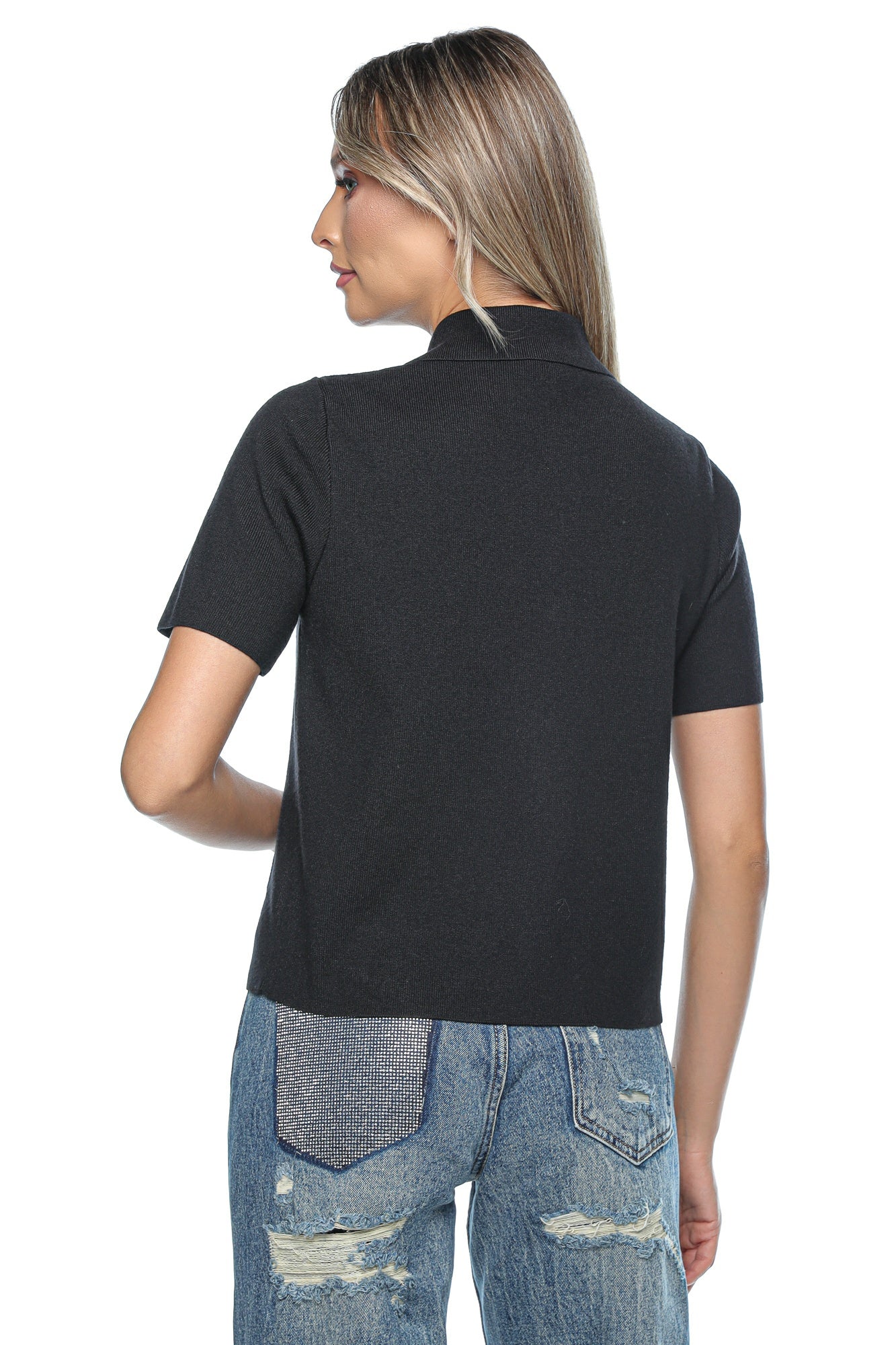 Bluza tricot nasturi decorativi