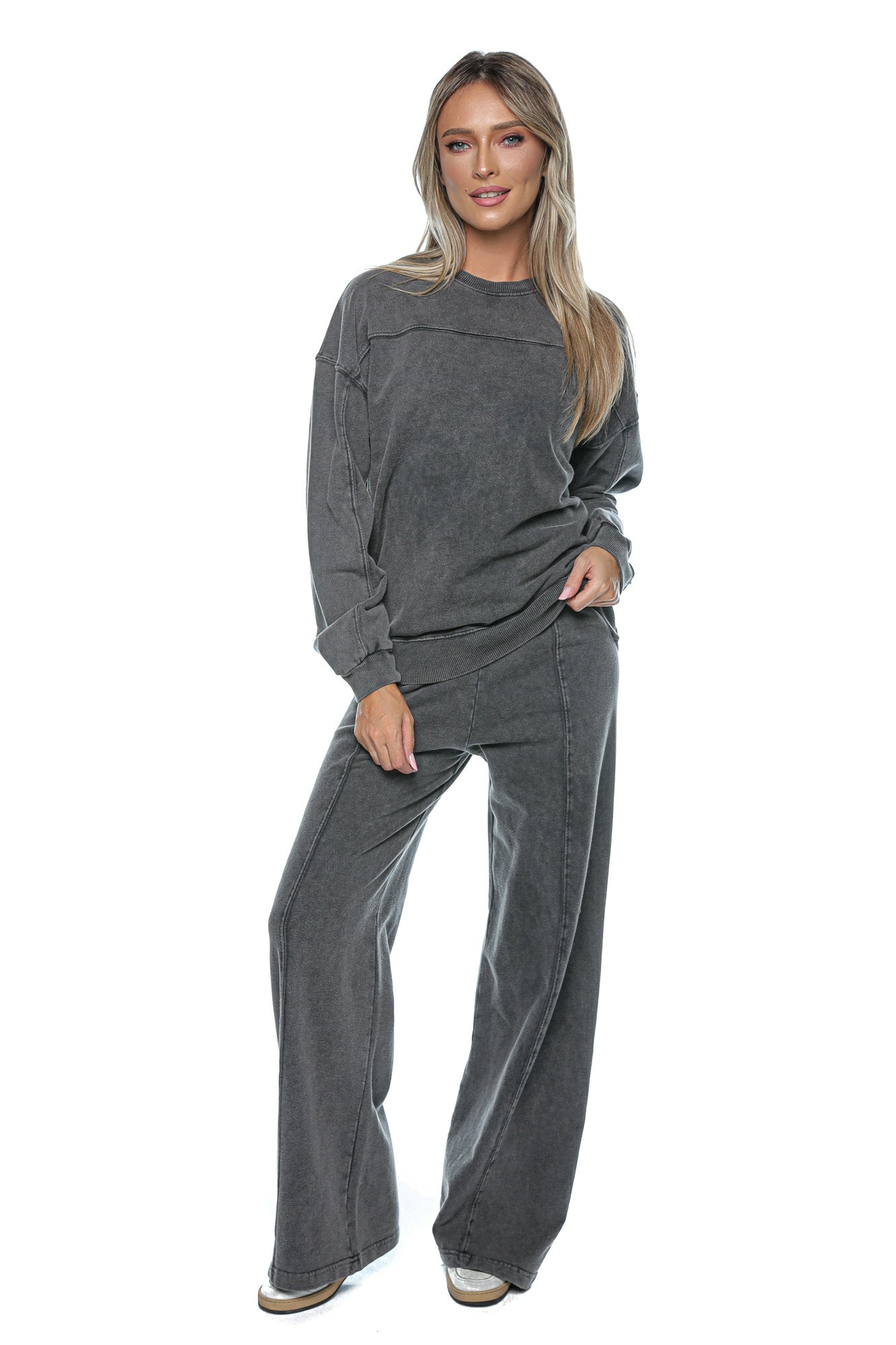 Compleu dama casual cu bluza lejera si pantaloni largi