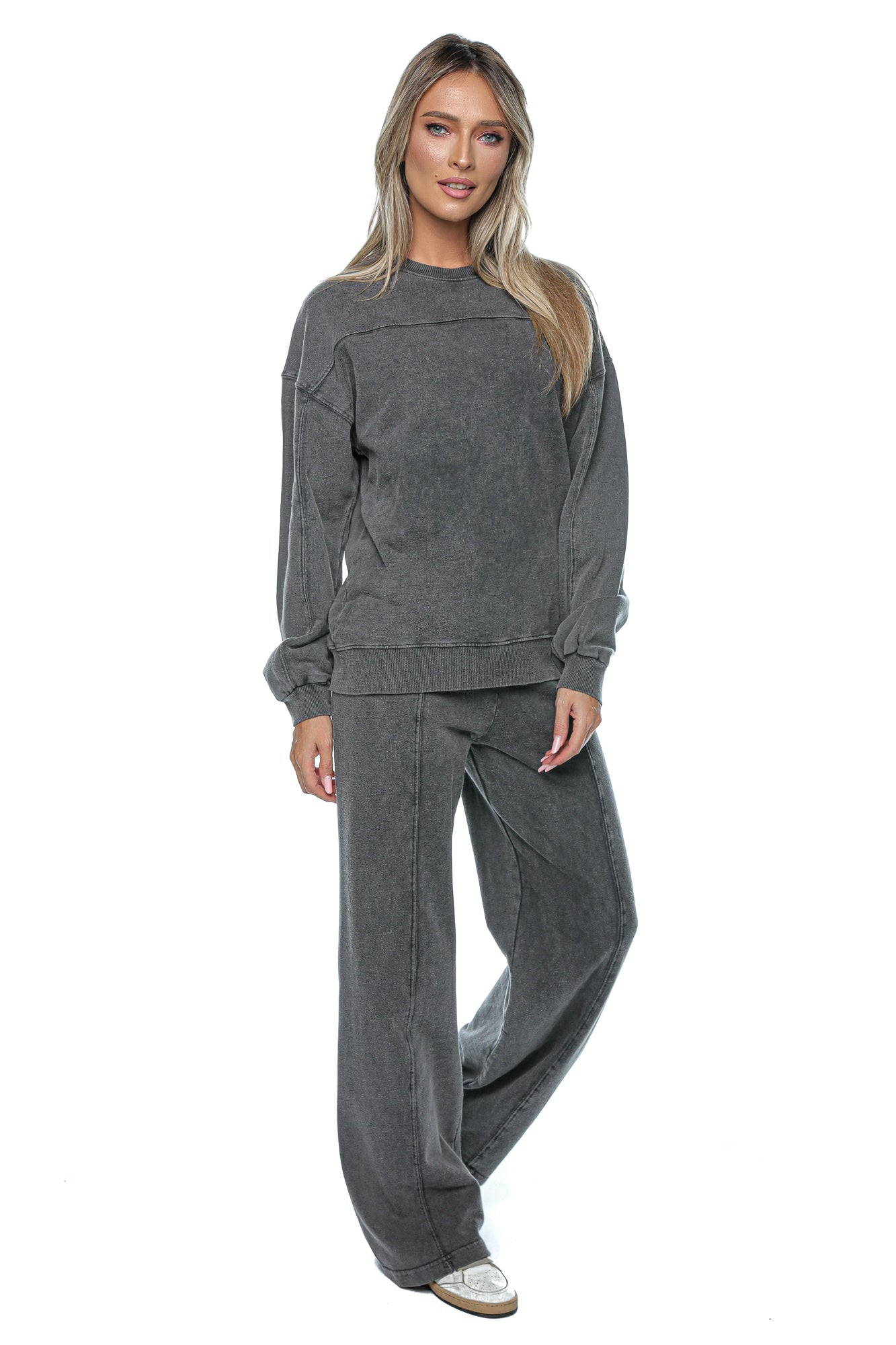 Compleu dama casual cu bluza lejera si pantaloni largi