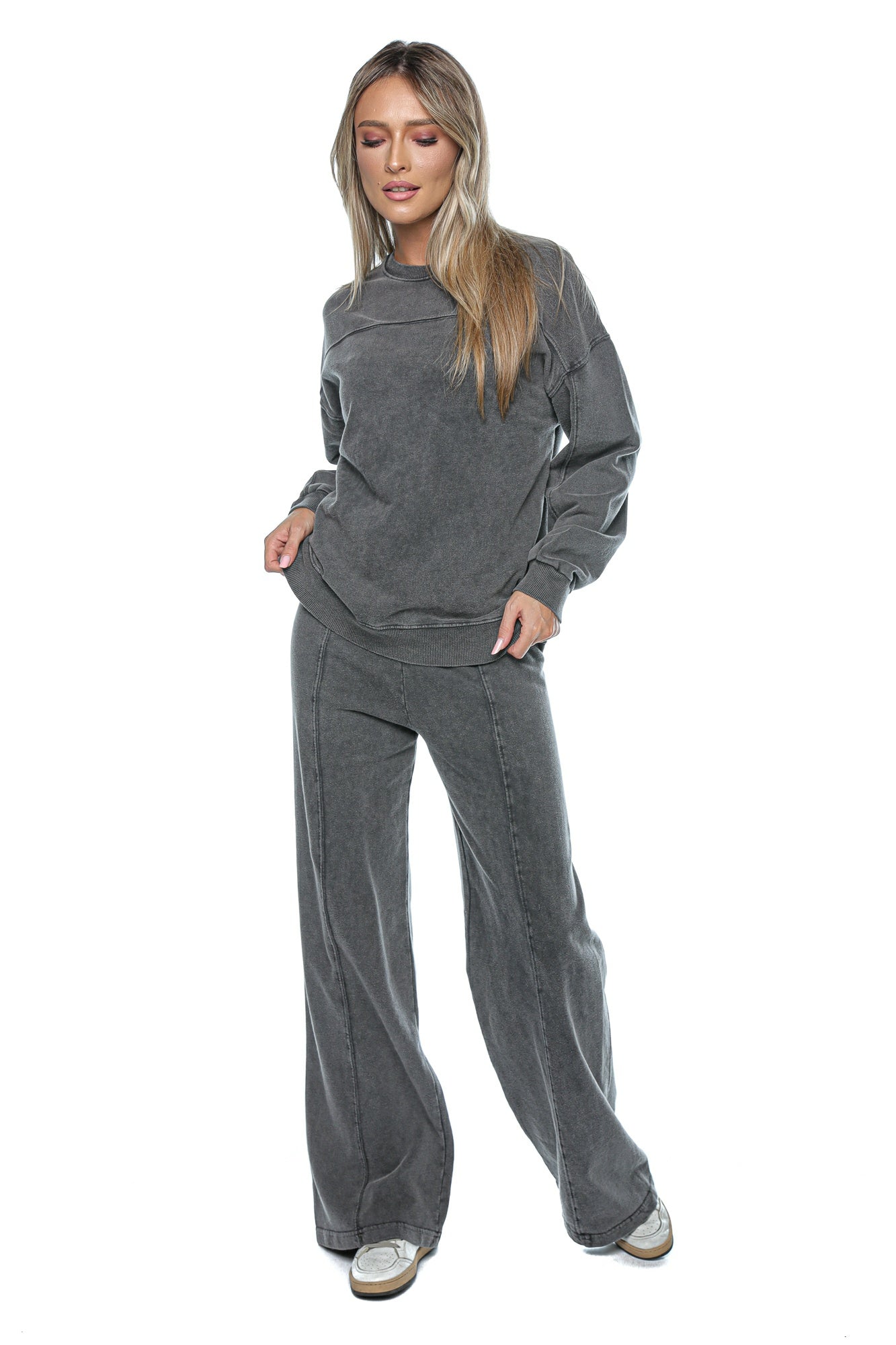 Compleu dama casual cu bluza lejera si pantaloni largi