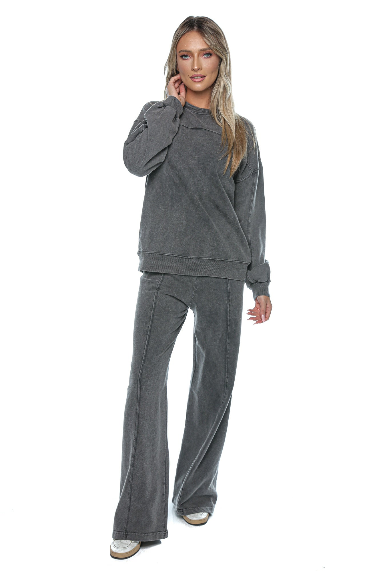 Compleu dama casual cu bluza lejera si pantaloni largi