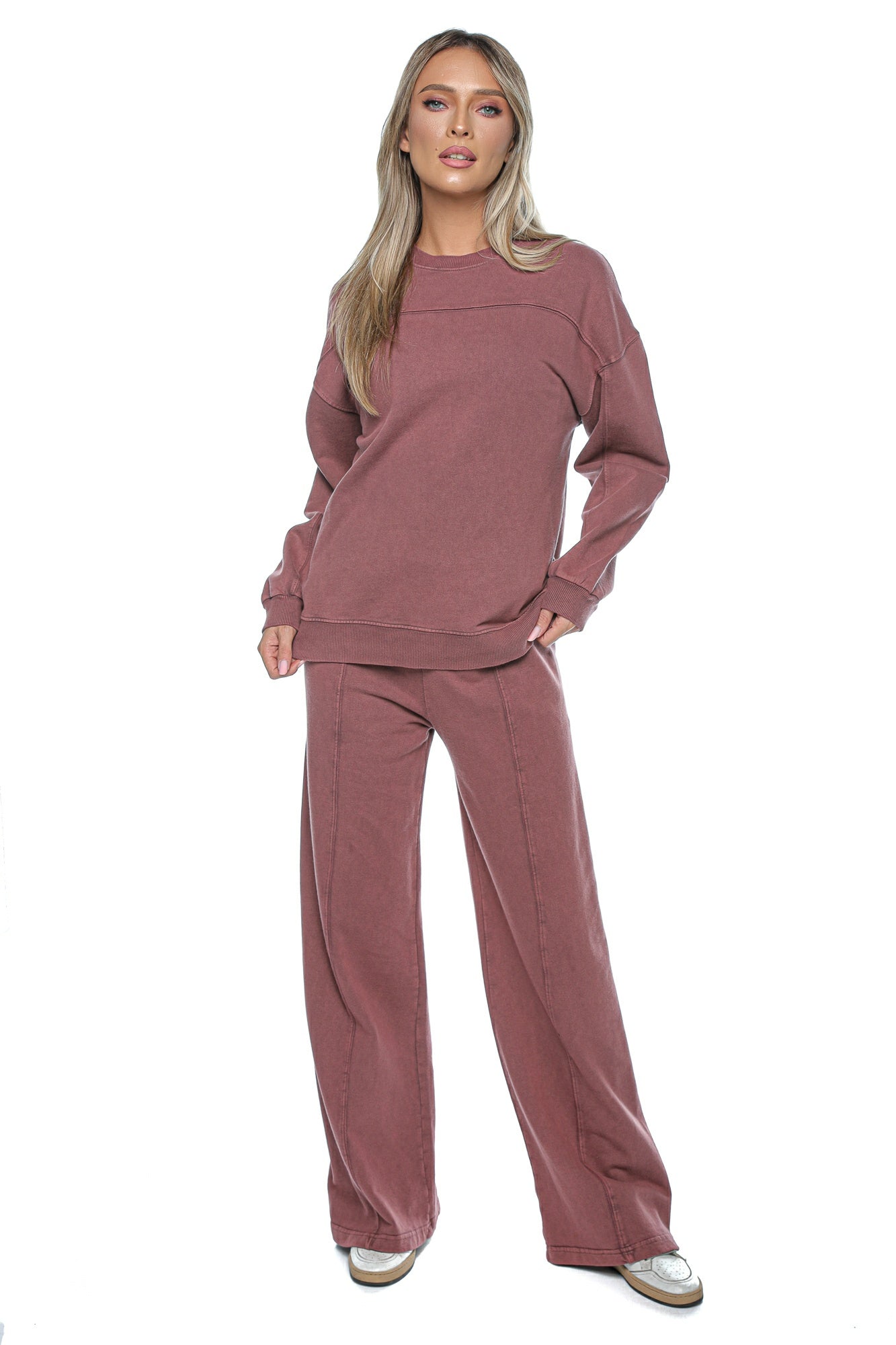 Compleu dama casual cu bluza lejera si pantaloni largi