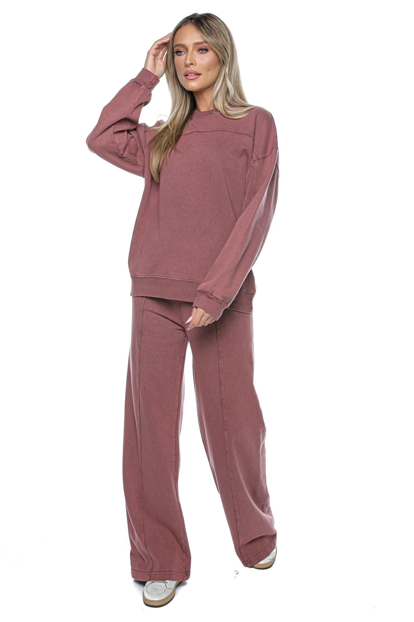 Compleu dama casual cu bluza lejera si pantaloni largi