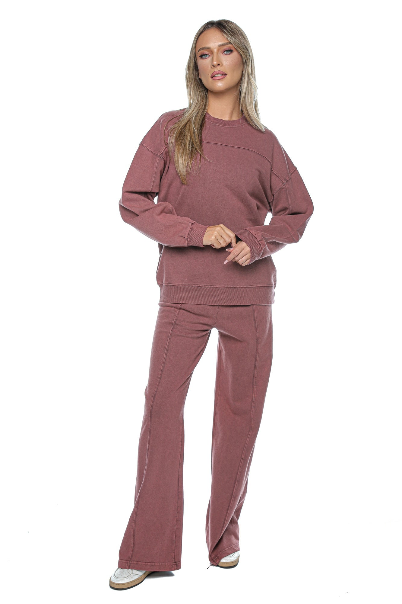 Compleu dama casual cu bluza lejera si pantaloni largi