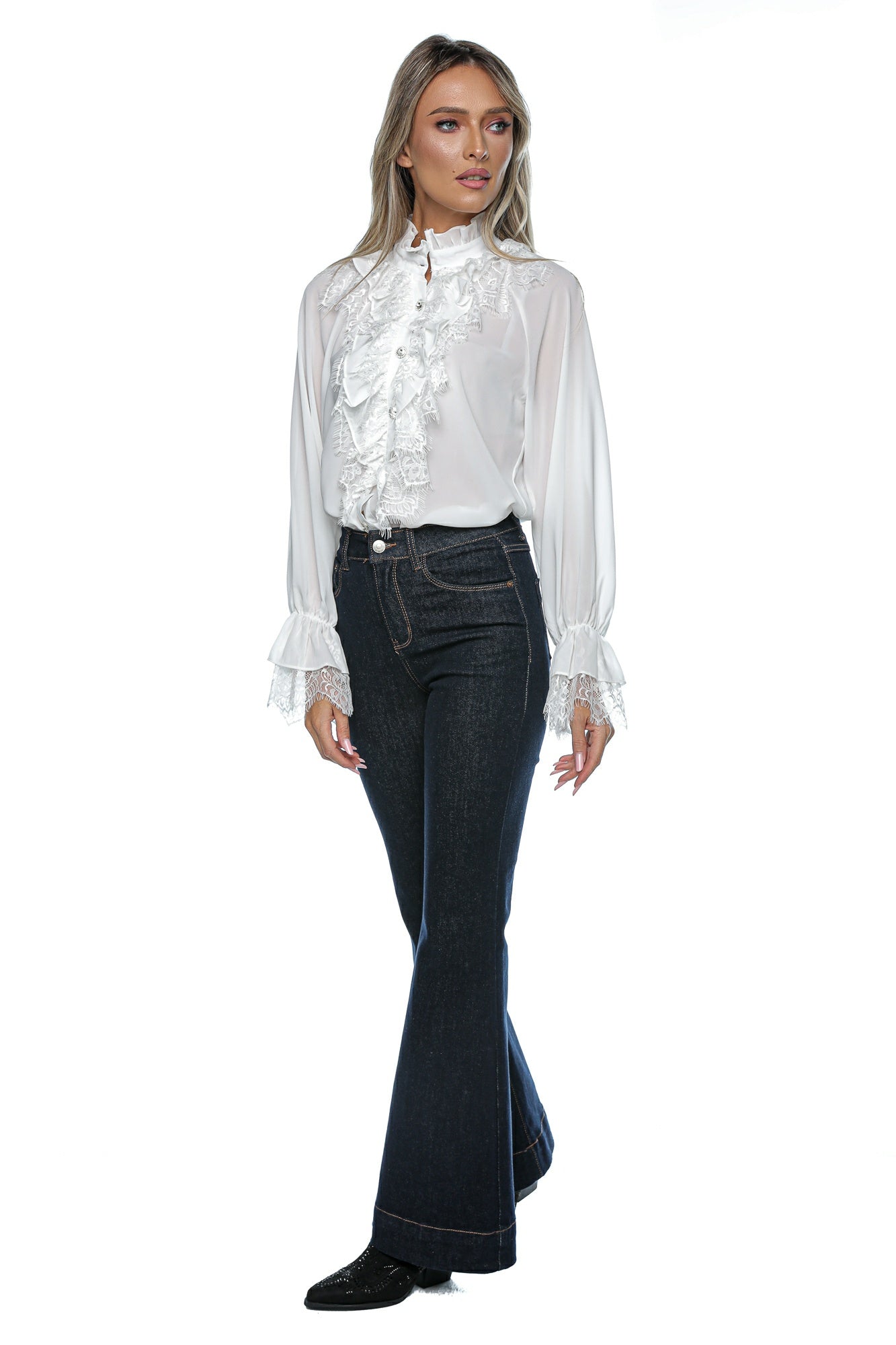 Blugi dama flare evazat clasic talie medie