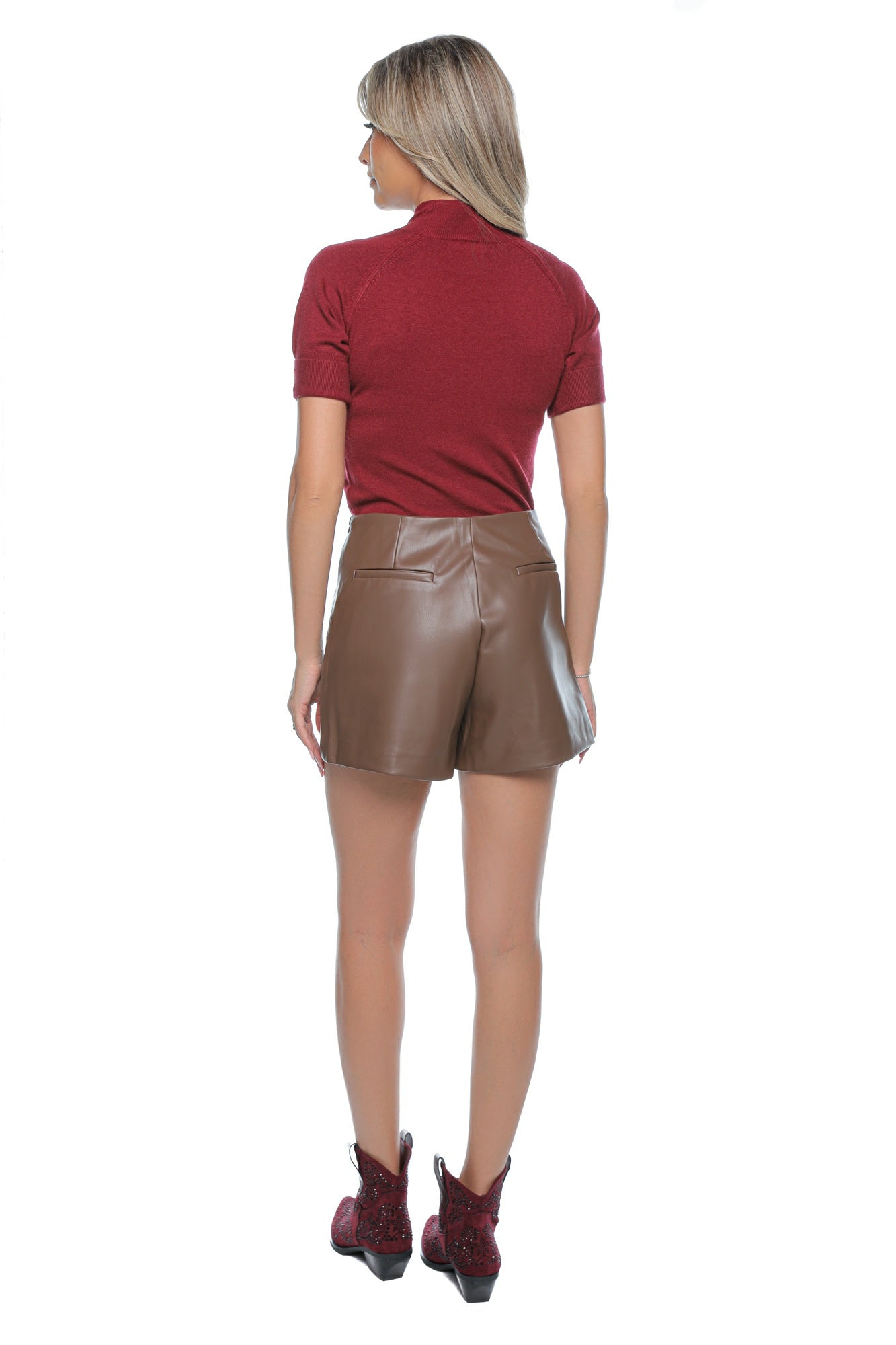 Fusta Pantalon Mini din Imitatie de Piele in colt