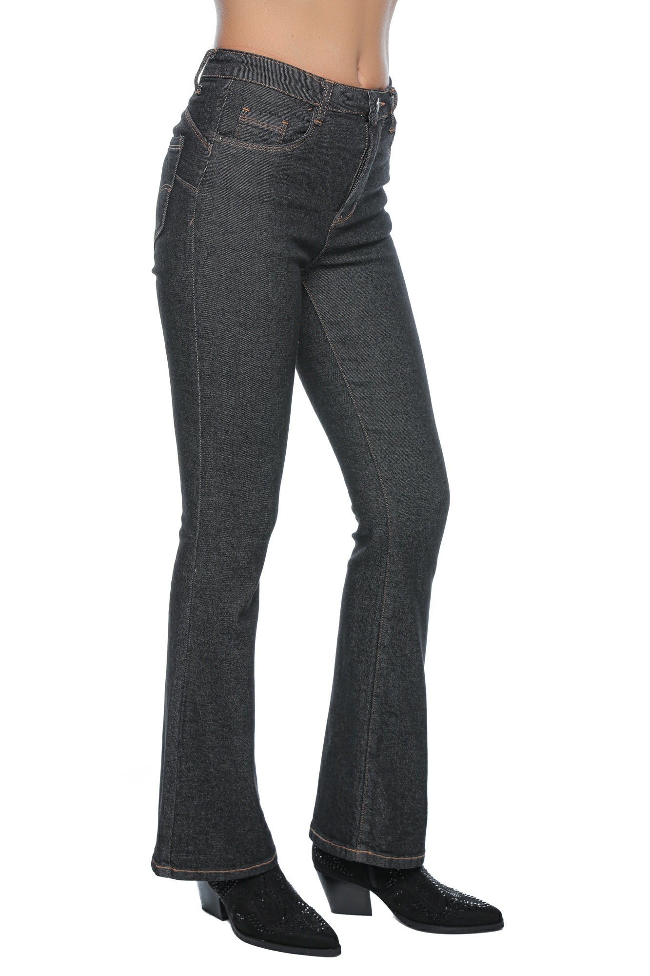 Blugi damă bootcut cu talie medie