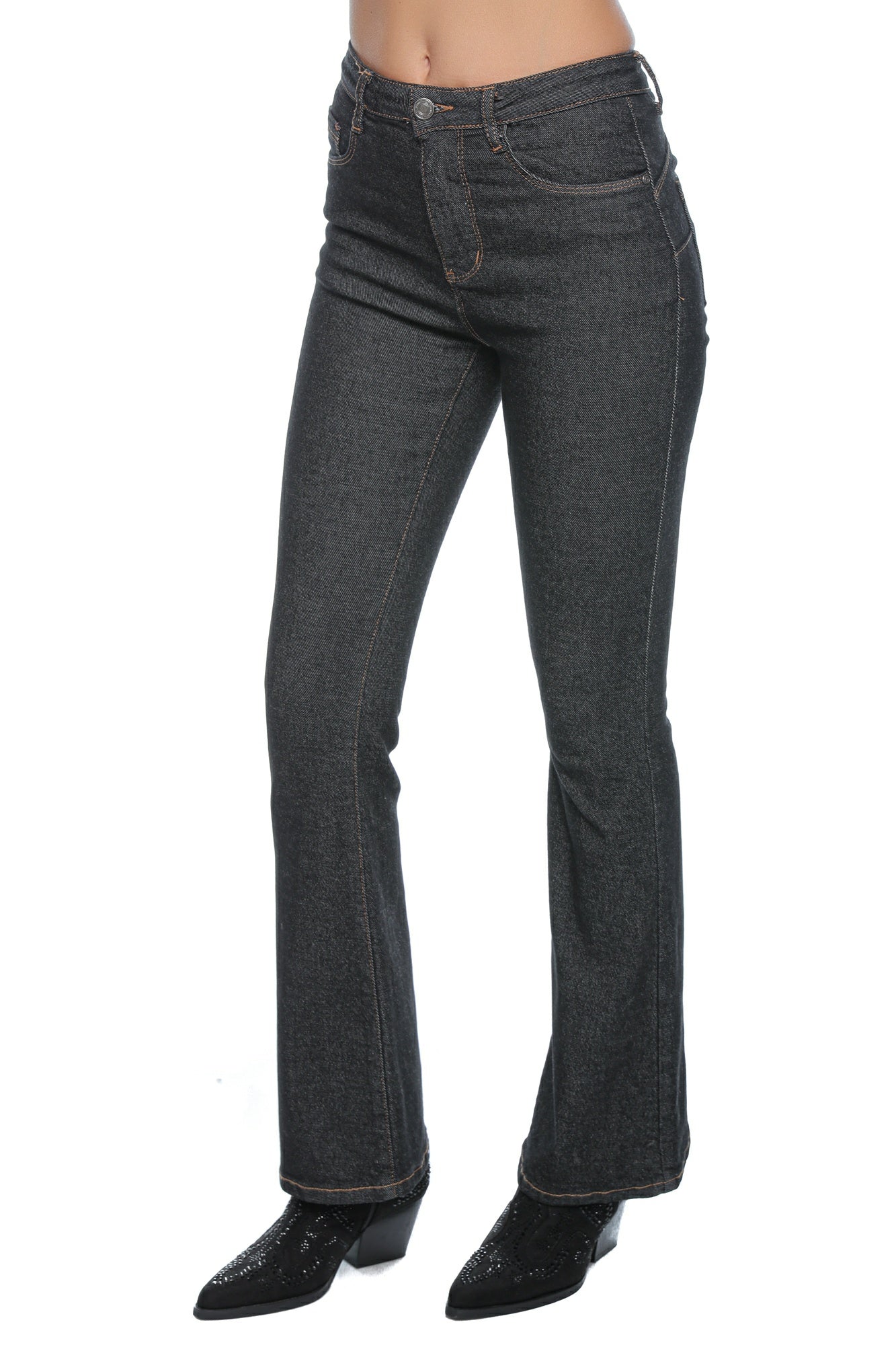 Blugi damă bootcut cu talie medie