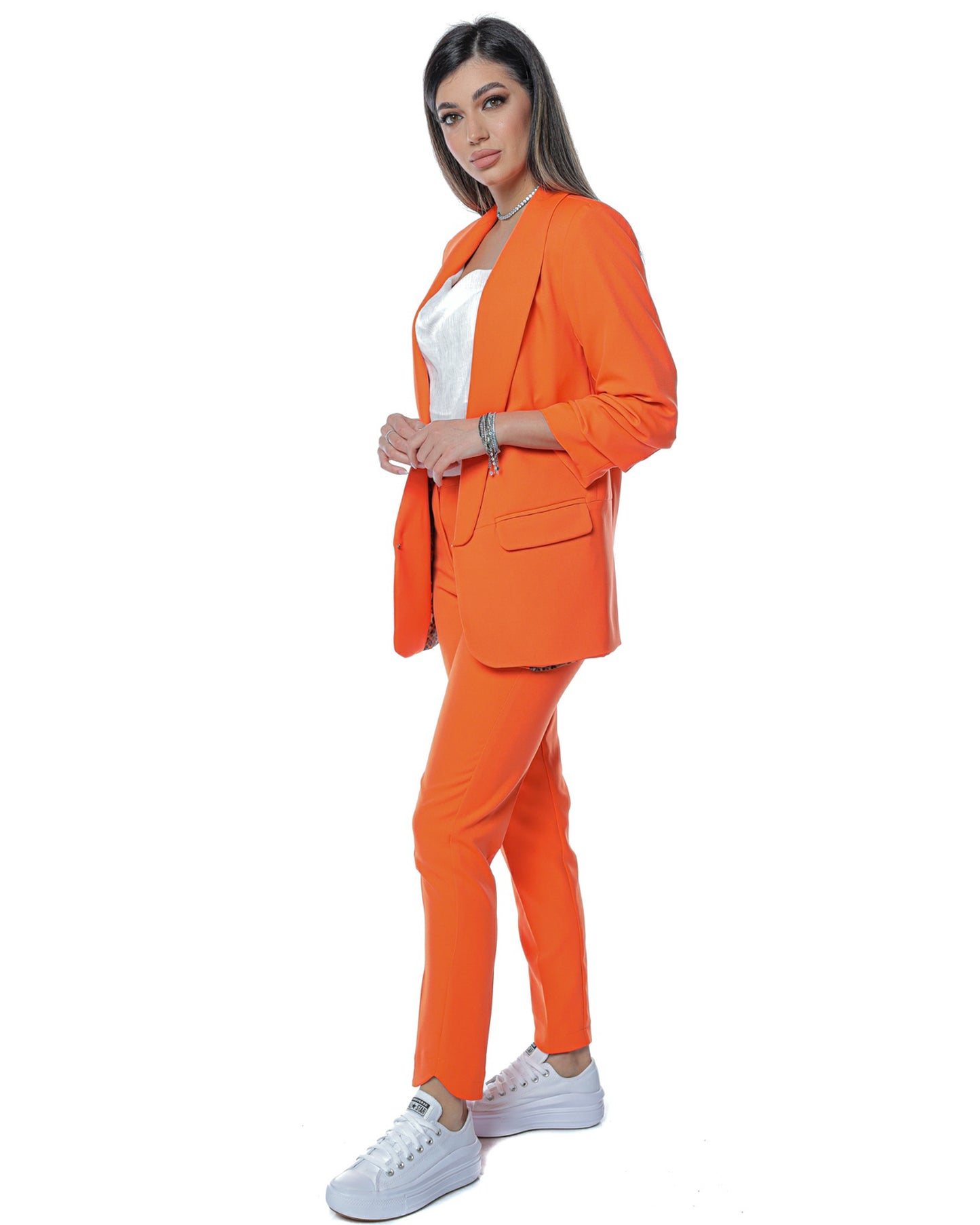 Pantaloni dama portocalii skinny