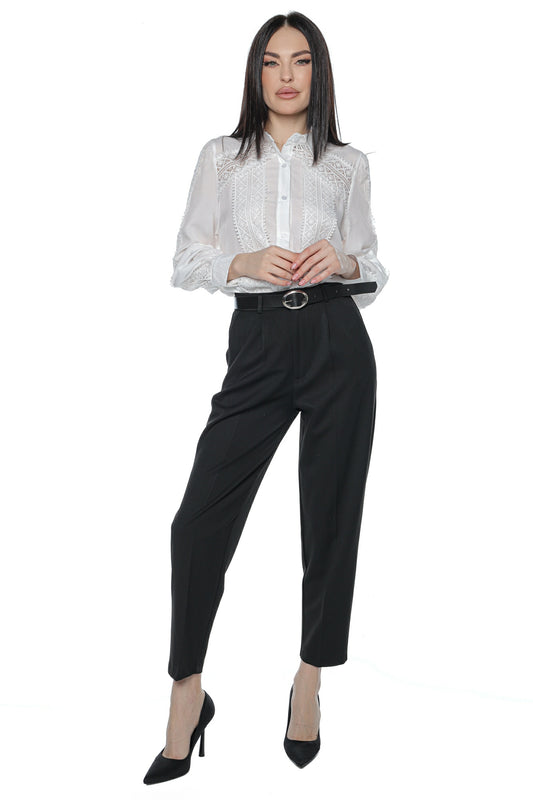 Pantaloni dama negri eleganti momfit