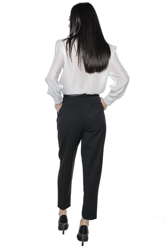 Pantaloni dama negri eleganti momfit