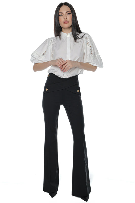 Pantaloni negri evazati talie barete X