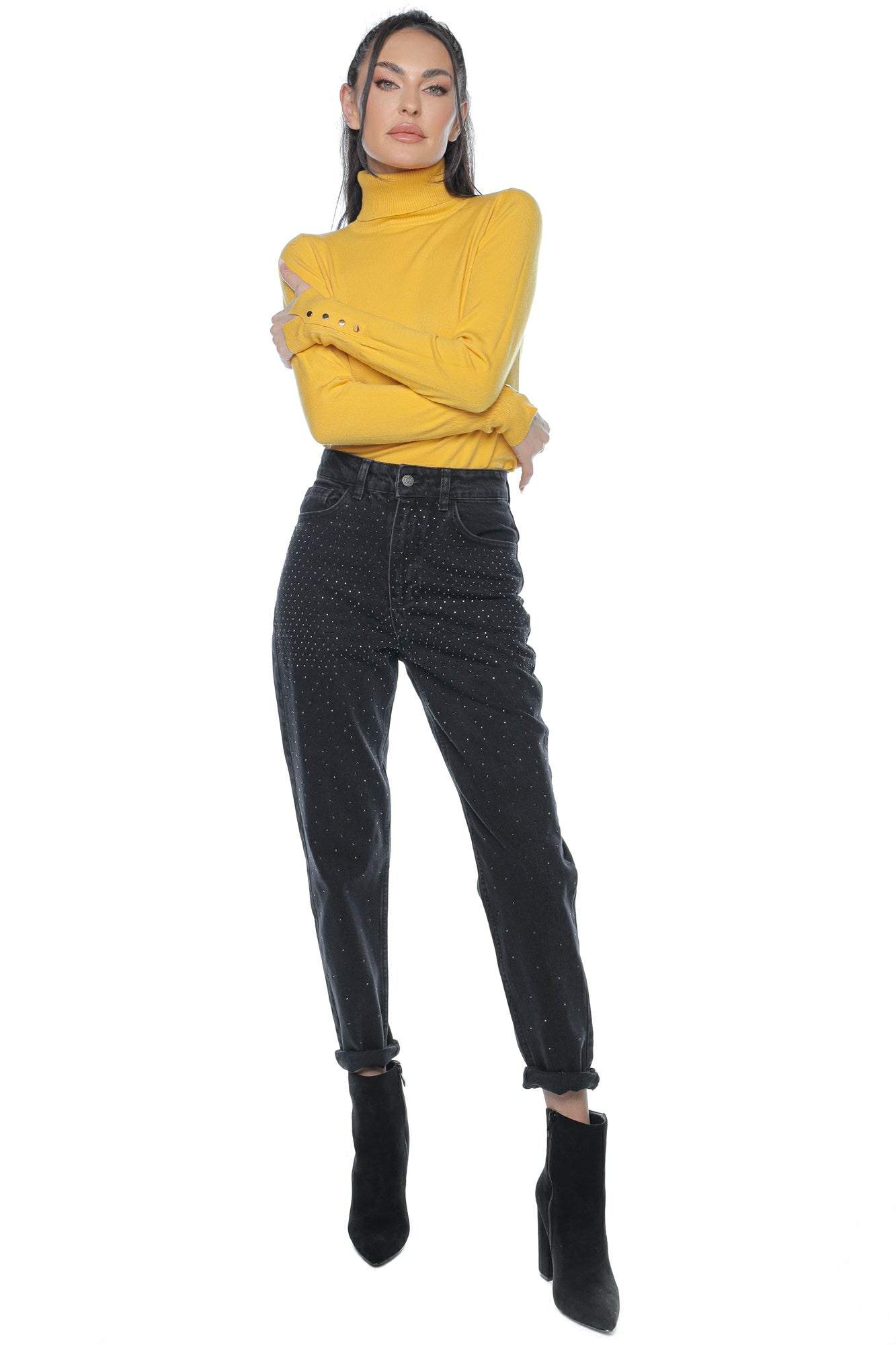Pantaloni dama girlfriend strasuri EXC Fashion Cele mai noi