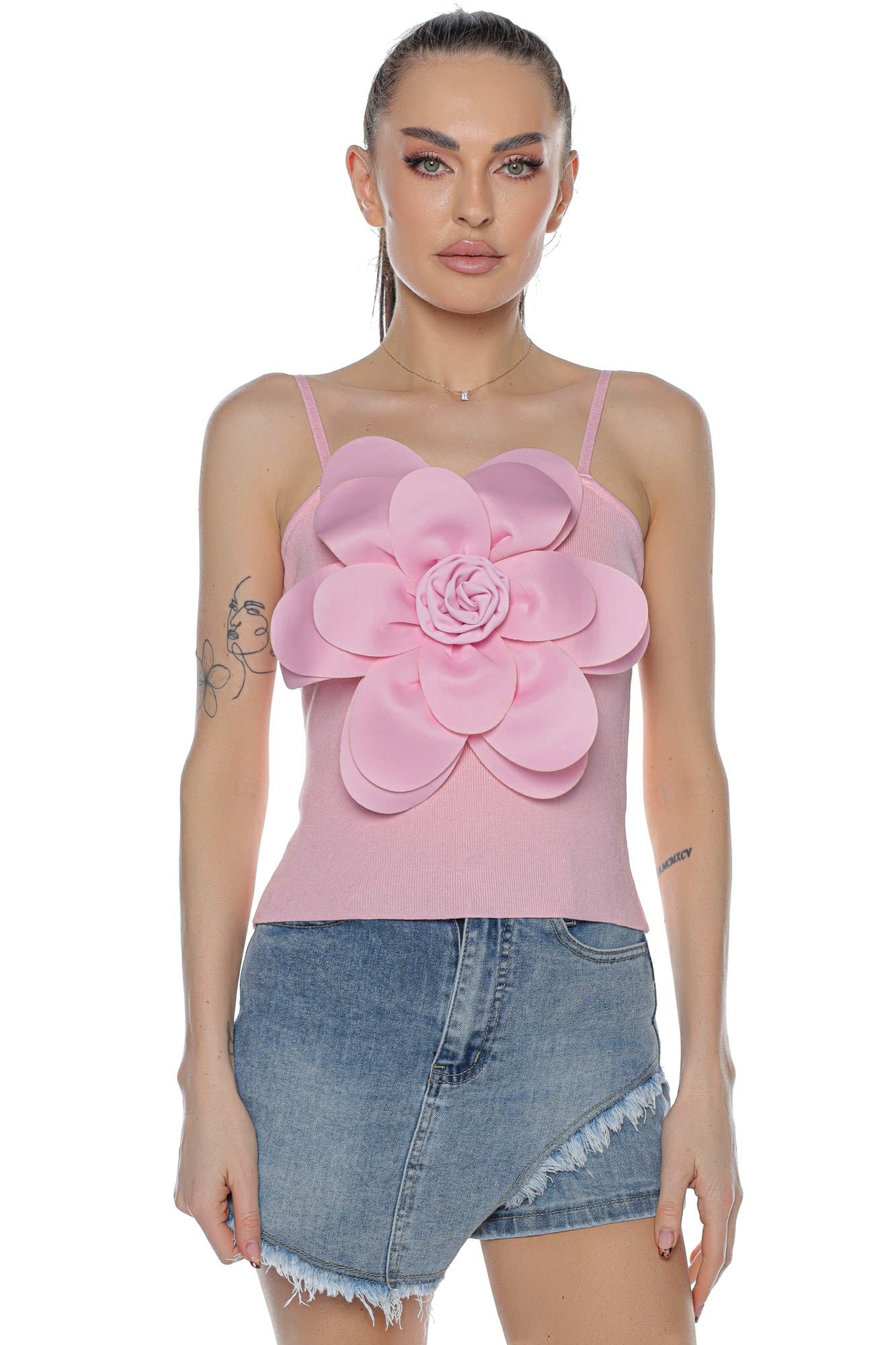 Bustiera tricot floare mare 3d