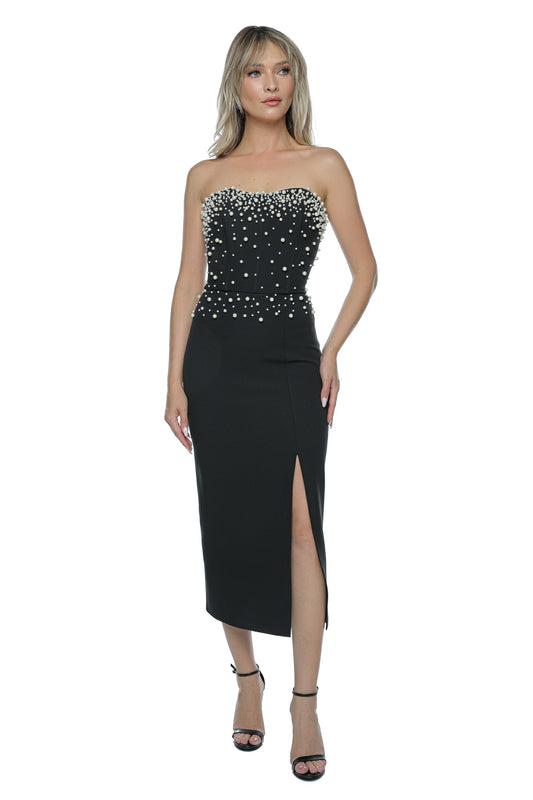 Rochie Neagra de Seara Bust Perle