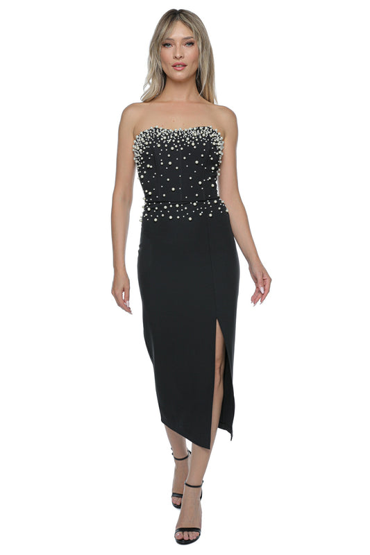Rochie Neagra de Seara Bust Perle