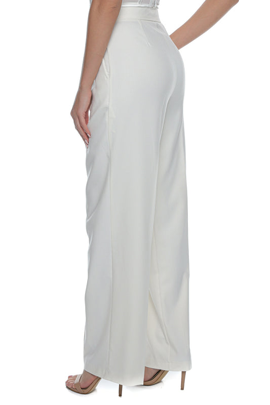Pantaloni albi eleganți cu croială largă