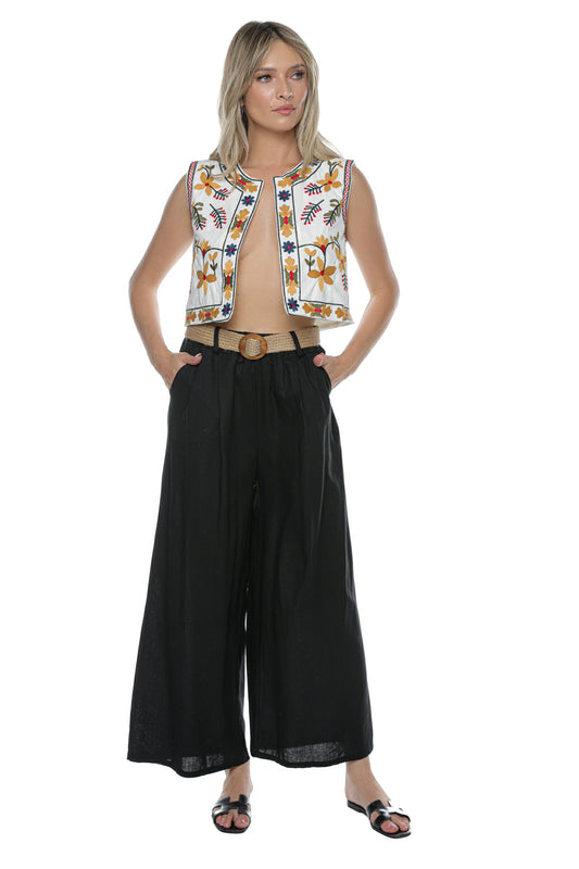 Vesta scurta motive traditionale broderie rosie