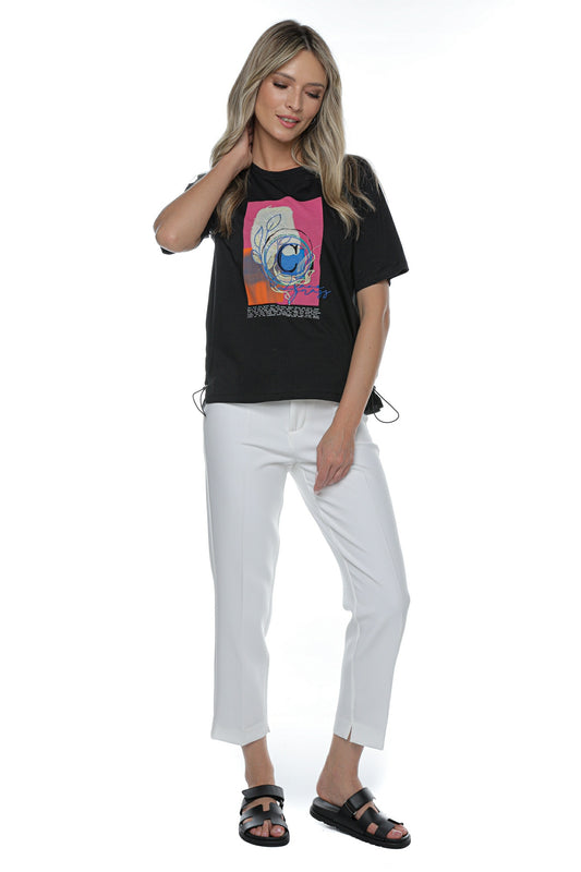 Pantaloni albi eleganți cu croială conică