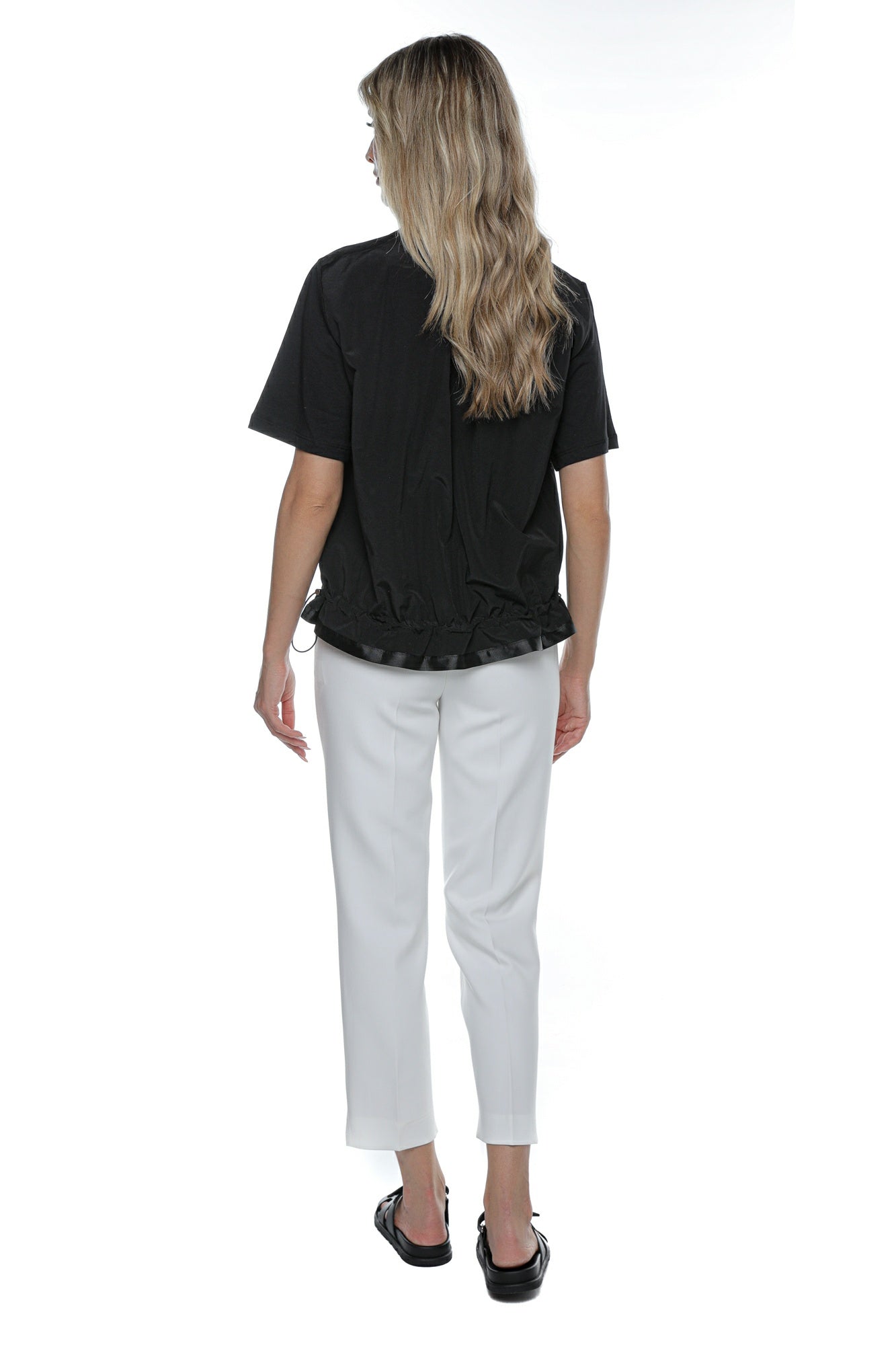 Pantaloni albi eleganți cu croială conică