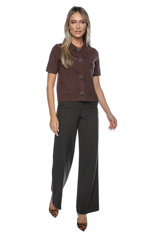 Bluza tricot nasturi decorativi