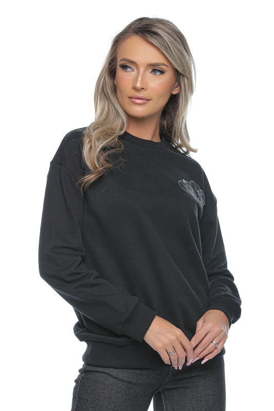 Bluza dama neagra cu imprimeu „Heart Breaker”