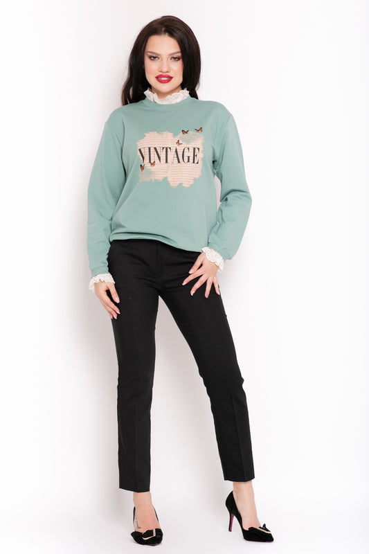 BLUZA CU GARNITURA DIN DANTELA